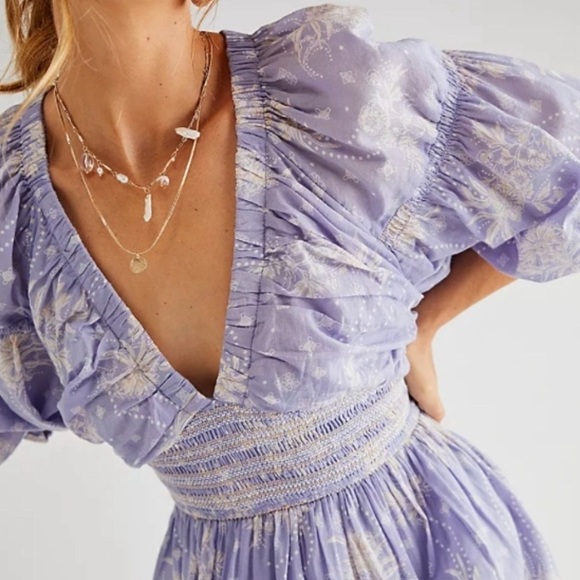 Free People Golden Hour Maxi Flowy Floral Sun Dress in Lavender Combo | Large - Picture 5 of 10